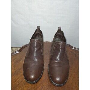 David Tate Womens 10.5W Brown Leather Slip On Shoes Wide Comfort Casual
